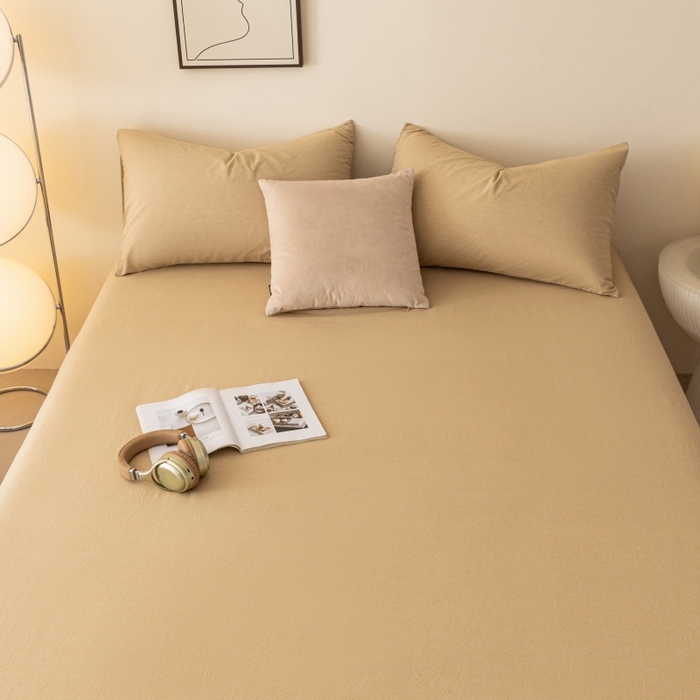 91家纺网 家纺一手货源 找家纺 寐眠 2024新款全棉水洗棉床单床笠单品-单床单 浅咖