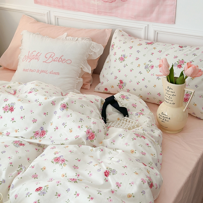 91家纺网 家纺一手货源 找家纺 昔可家纺 2024新款全棉春日复古印花四件套 尤梨