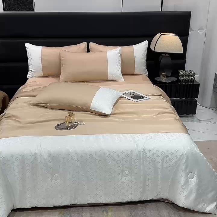 91家纺网 家纺一手货源 找家纺 梦之岛 2024新款水洗真丝提花空调被夏被四件套-路易公主 路易公主-香槟