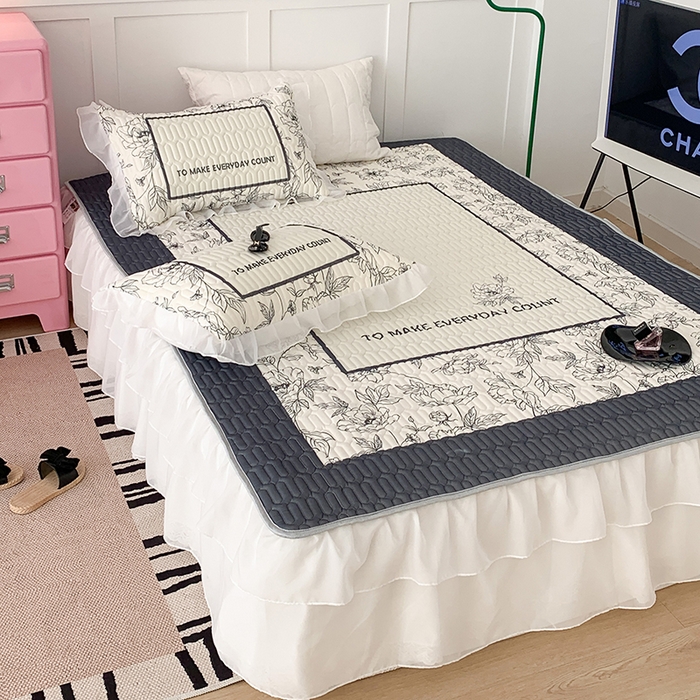 91家纺网 家纺一手货源 找家纺 昔可家纺 2024新款床裙款乳胶席 夏奈花园