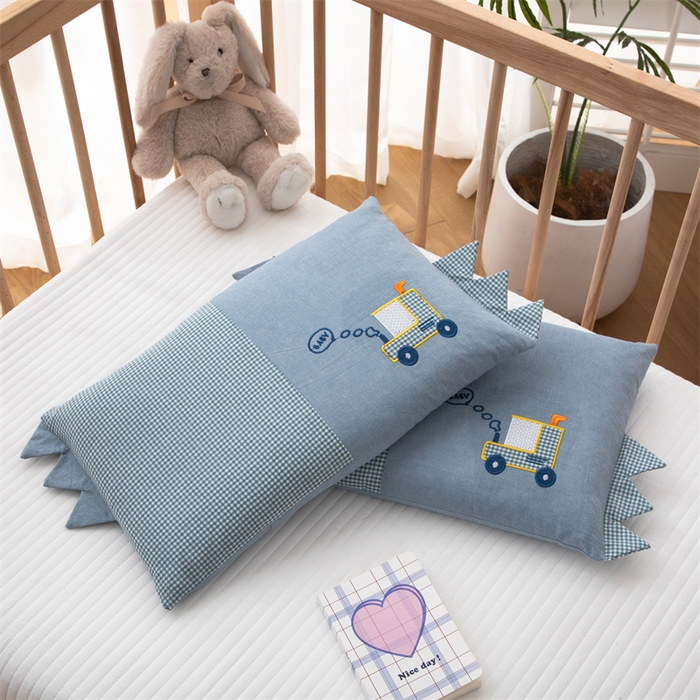 91家纺网 家纺一手货源 找家纺 织布人 2024新款荞麦枕全棉水洗棉婴幼儿童枕0-6-12岁卡通枕套+荞麦枕芯 30*50cm/只 童趣荞麦枕-火车头