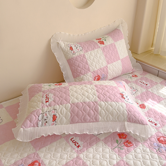 91家纺网 家纺一手货源 找家纺 冬然 2023新款全棉防滑榻榻米垫子炕垫纯棉床盖夹棉床单纯棉床单-幸福兔