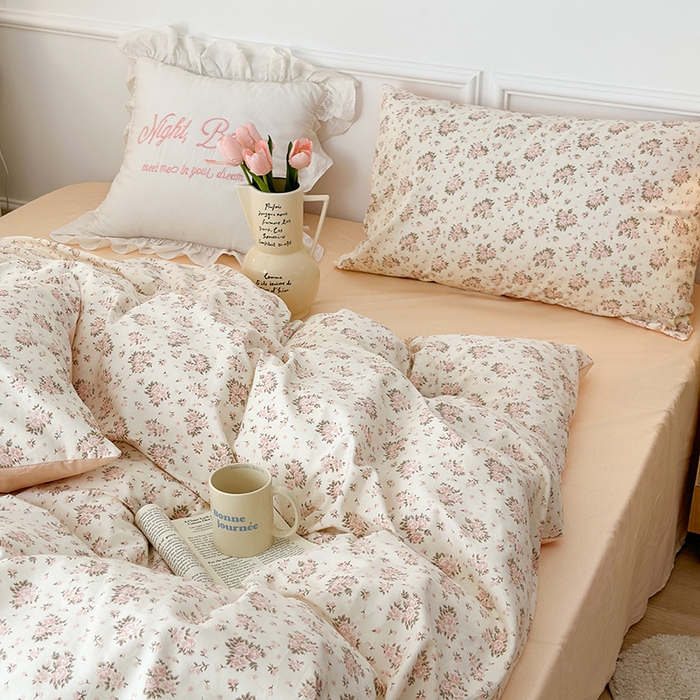 91家纺网 家纺一手货源 找家纺 昔可家纺 2024新款全棉春日复古印花四件套 杜乐丽花境