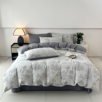 HL原创 2024新款原创双层纱提花四件套 拾光-灰