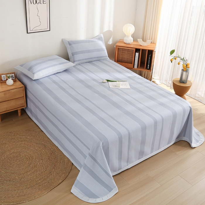 91家纺网 家纺一手货源 找家纺 金泰莱 2025新款加厚老粗布凉席三件套全棉老粗布床单纯棉床单软凉席 乐平