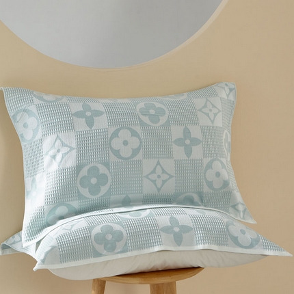 91家纺网 家纺一手货源 找家纺 （总）朴尔-2024年全棉纱布蜂窝结构系列枕巾一对 52*78cm