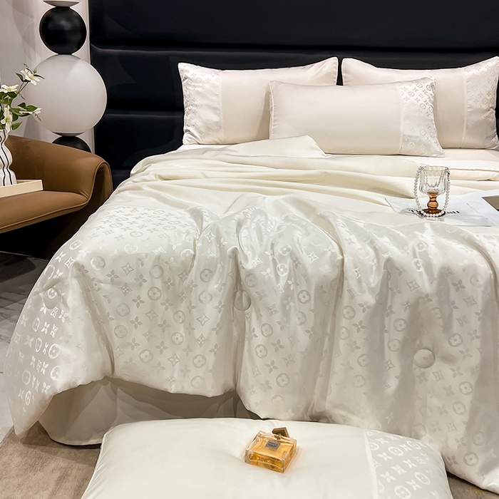 91家纺网 家纺一手货源 找家纺 梦之岛 2024新款水洗真丝提花空调被夏被四件套-路易公主 路易公主-奶白