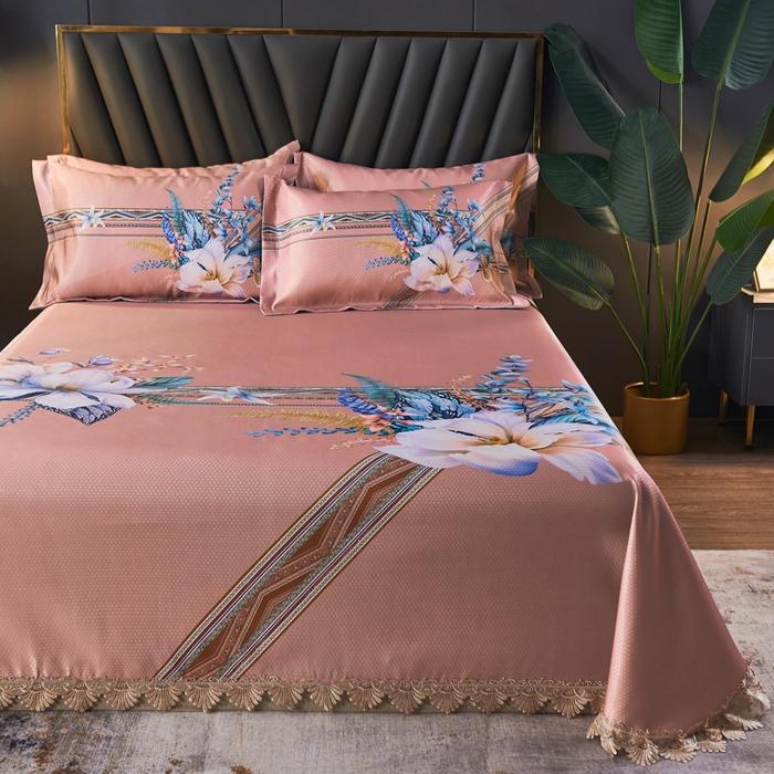 91家纺网 家纺一手货源 找家纺 大境 2024新款900d窝蜂冰丝凉席三件套 俏丽花姿