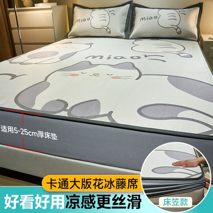 91家纺网 家纺一手货源 找家纺 （总）21度C 2024新款卡通大版数码印花冰藤席