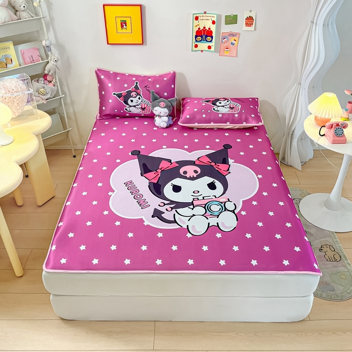 91家纺网 家纺一手货源 找家纺 博雅 2024新款三丽鸥凉感丝凉席夏被套件 大版-快乐库洛米