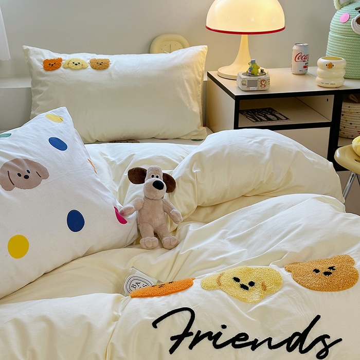 91家纺网 家纺一手货源 找家纺 澳萝拉 2024新款纯棉毛巾绣卡通四件套 酥酥熊