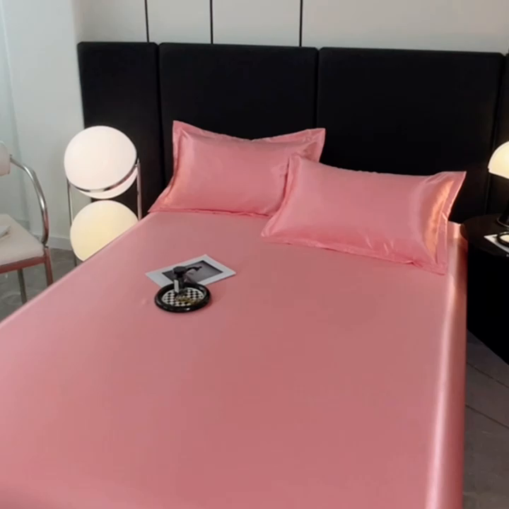 91家纺网 家纺一手货源 找家纺 梦舒羽 2025新款可水洗冰丝床垫保护套床笠三件套 玉色