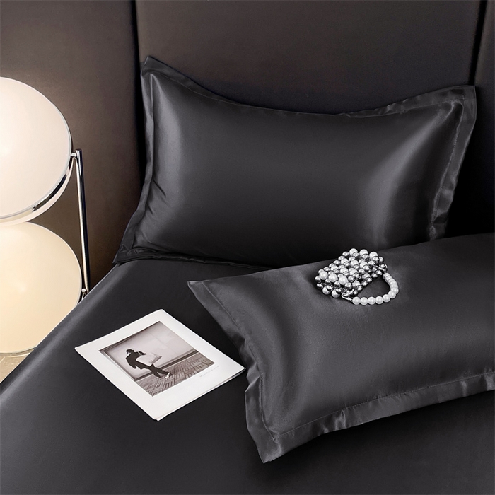 91家纺网 家纺一手货源 找家纺 梦舒羽 2025新款夏季可水洗冰丝四件套单品系列-冰丝枕套 尊贵黑