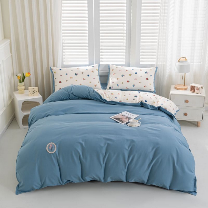 91家纺网 家纺一手货源 找家纺 优姿家纺 新款纯棉长绒棉小清新ins风印花四件套-系列一 彩蘑菇