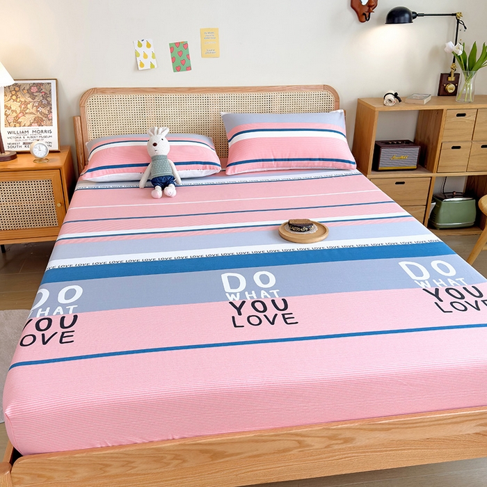 91家纺网 家纺一手货源 找家纺 芃成 2024新款老粗布床笠款 总1 爱丽丝 粉