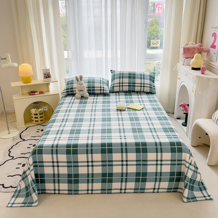 91家纺网 家纺一手货源 找家纺 芃成家纺 2024新款老粗布床单款 简约格调-绿