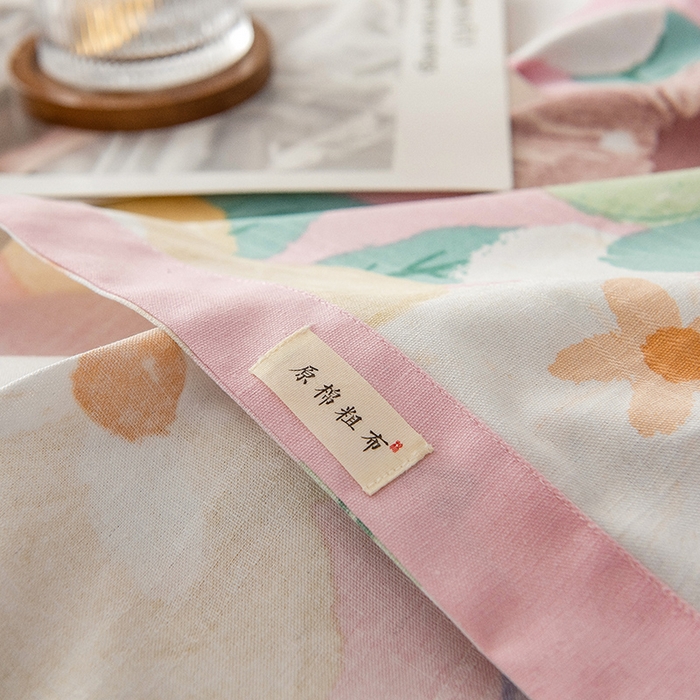 91家纺网 家纺一手货源 找家纺 芃成 2024新款老粗布床笠款 总2 幸运花朵 粉