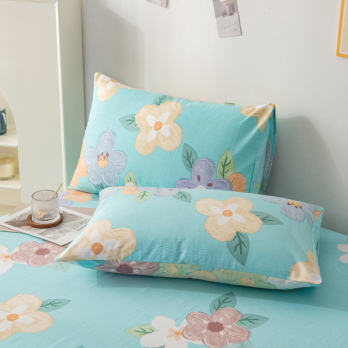 91家纺网 家纺一手货源 找家纺 芃成 2024新款老粗布床笠款 总2 幸运花朵 蓝