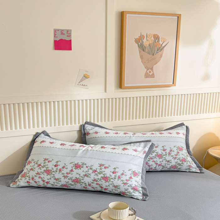 91家纺网 家纺一手货源 找家纺 2024新款泡泡棉小缺角工艺夏被四件套 粉色夏恋