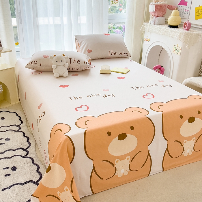 91家纺网 家纺一手货源 找家纺 芃成家纺 2024新款老粗布床单款 总2 暖心小熊