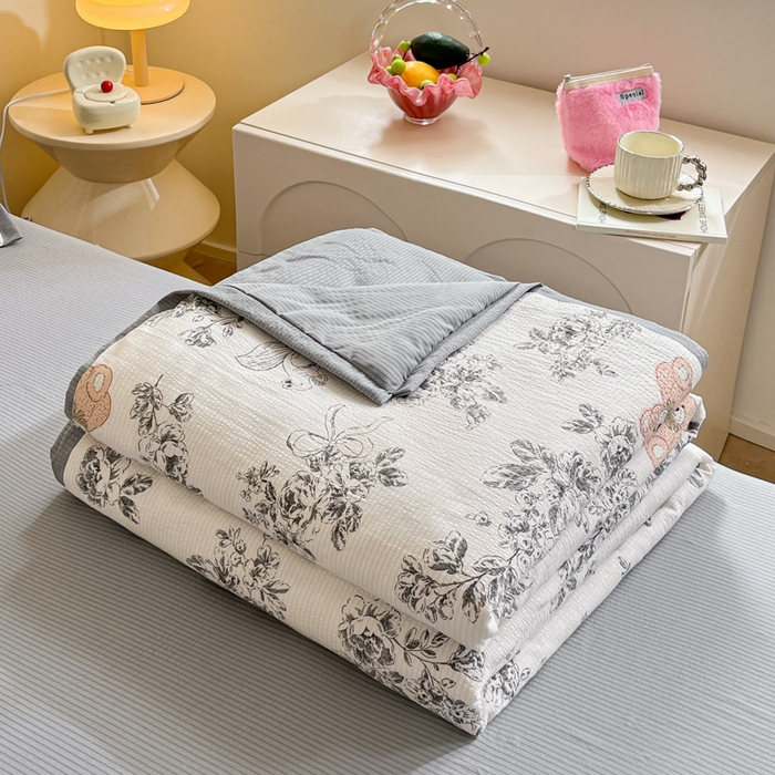 91家纺网 家纺一手货源 找家纺 （总）2024新款泡泡棉小缺角工艺夏被四件套