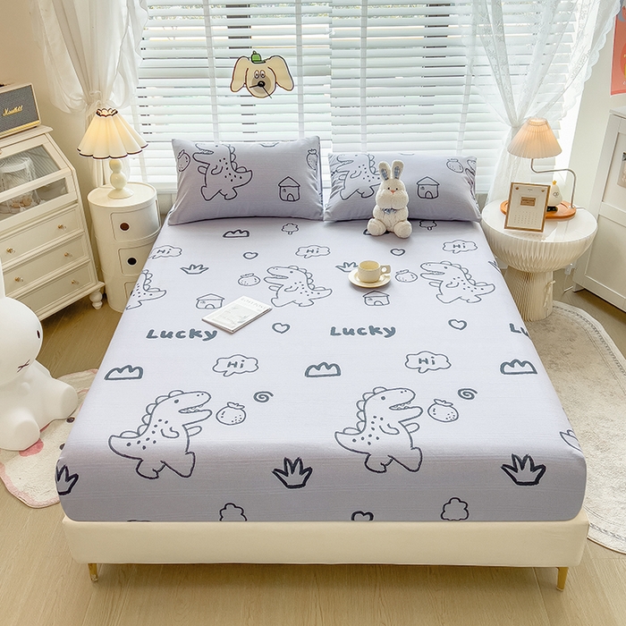 91家纺网 家纺一手货源 找家纺 芃成 2024新款老粗布床笠款 总1 恐龙卡卡