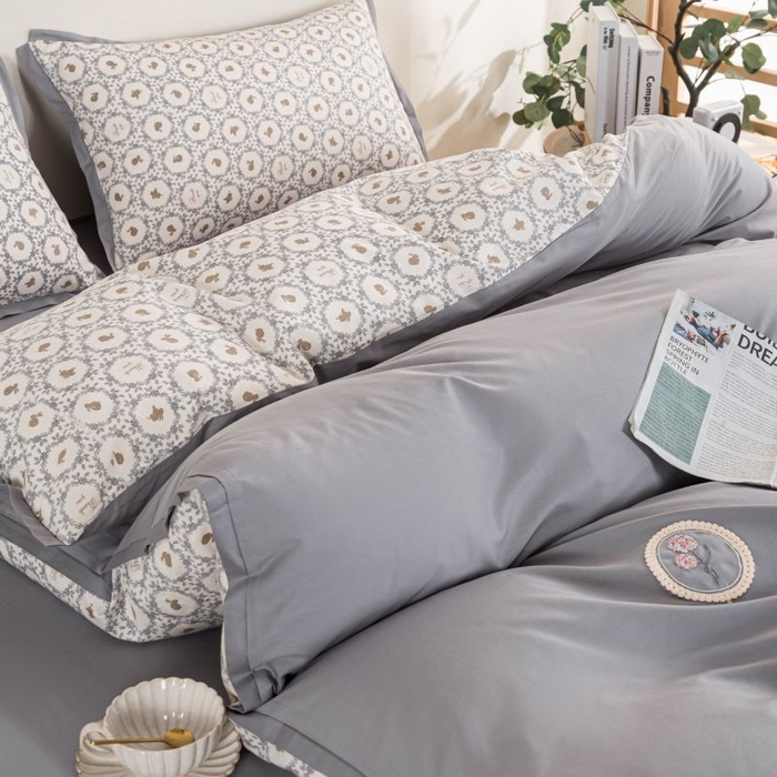 91家纺网 家纺一手货源 找家纺 优姿家纺 新款纯棉长绒棉小清新ins风印花四件套-系列二 莉娅