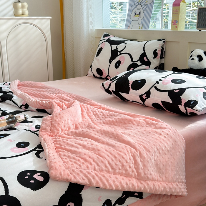 91家纺网 家纺一手货源 找家纺 花伞家居 2024新款全棉豆豆绒大豆夏被春秋被 夏被-软软潘达