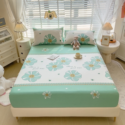 芃成 2024新款老粗布床笠款 总2 清韵幽香-绿