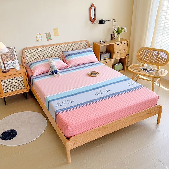 91家纺网 家纺一手货源 找家纺 芃成 2024新款老粗布床笠款 总2 怦然心动 桔