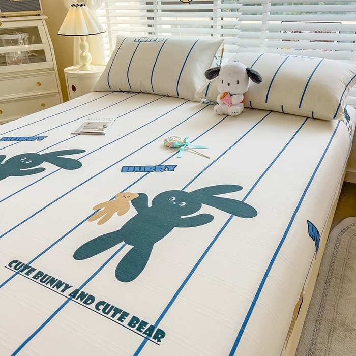 91家纺网 家纺一手货源 找家纺 芃成 2024新款老粗布床笠款 总1 宝贝兔