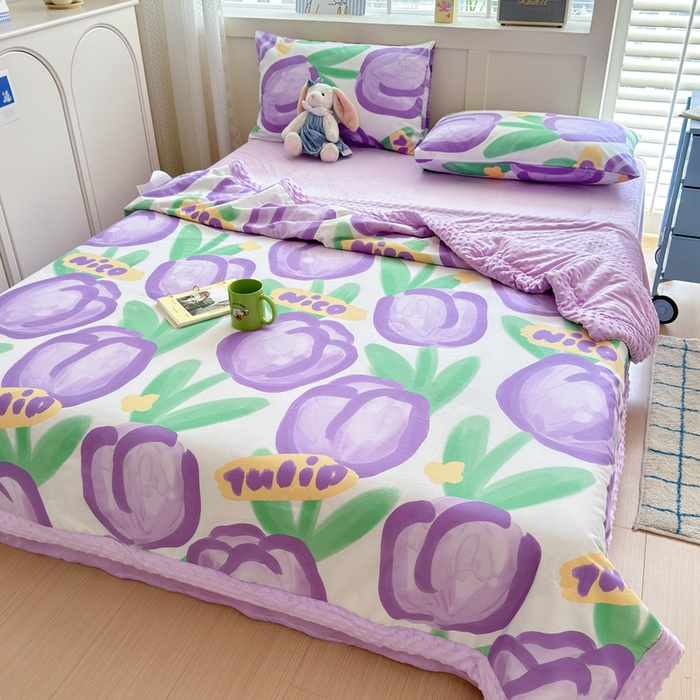 91家纺网 家纺一手货源 找家纺 花伞家居 2024新款全棉豆豆绒大豆夏被春秋被 夏被-浓情郁金香