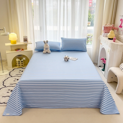 芃成家纺 2024新款老粗布床单款 总2 美好生活-蓝