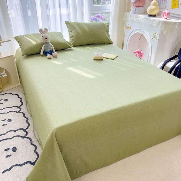 91家纺网 家纺一手货源 找家纺 芃成家纺 2024新款老粗布床单款 总2 牛油果绿