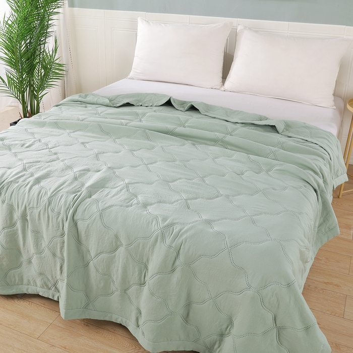 91家纺网 家纺一手货源 找家纺 水洗棉夏被夏凉被空调被超声波压花礼品直播供应链引流爆款 水洗棉-绿