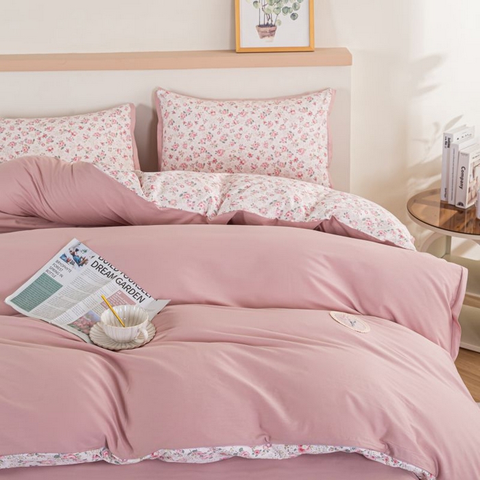 91家纺网 家纺一手货源 找家纺 优姿家纺 新款纯棉长绒棉小清新ins风印花四件套-系列二 伊朵