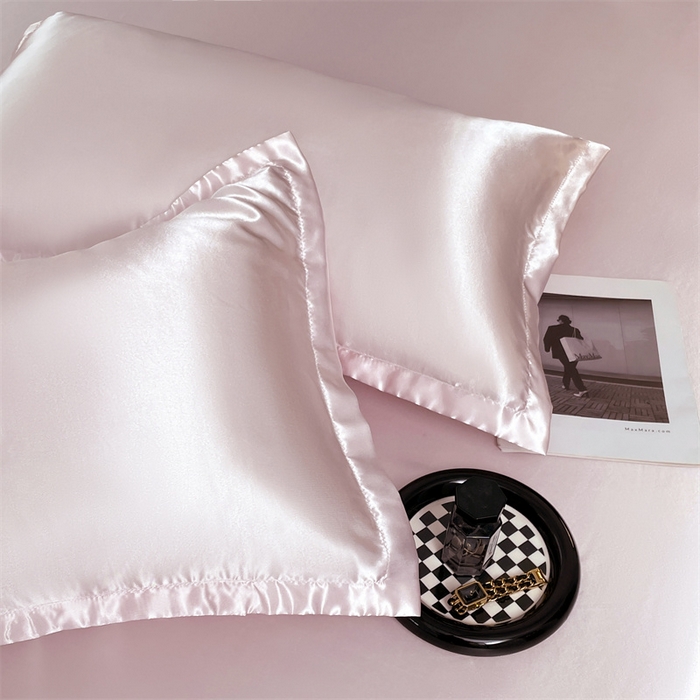 91家纺网 家纺一手货源 找家纺 梦舒羽 2025新款夏季可水洗冰丝四件套单品系列-冰丝枕套 淡雅玉