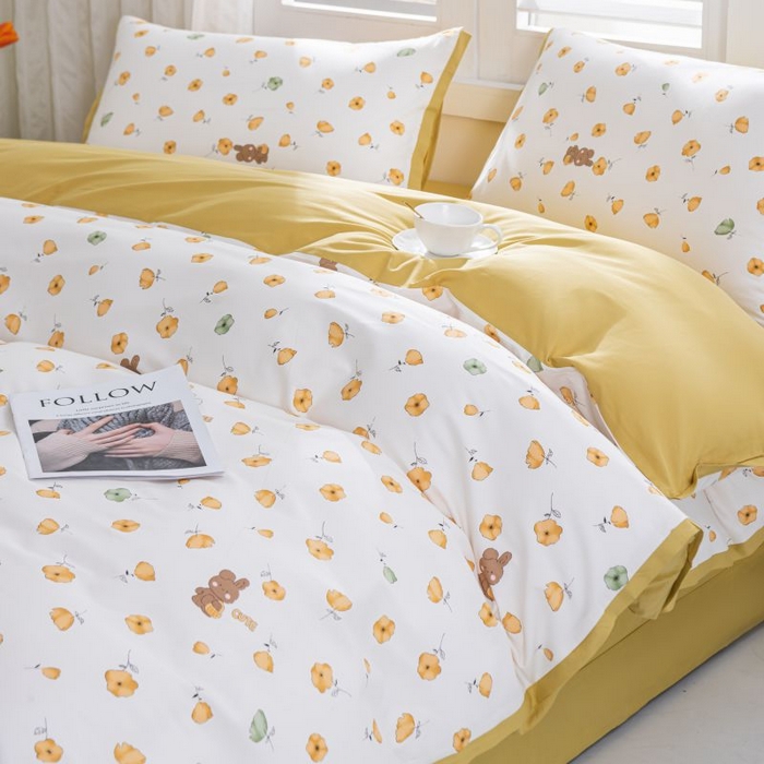 91家纺网 家纺一手货源 找家纺 （总）优姿家纺 新款纯棉长绒棉小清新ins风印花四件套-系列一