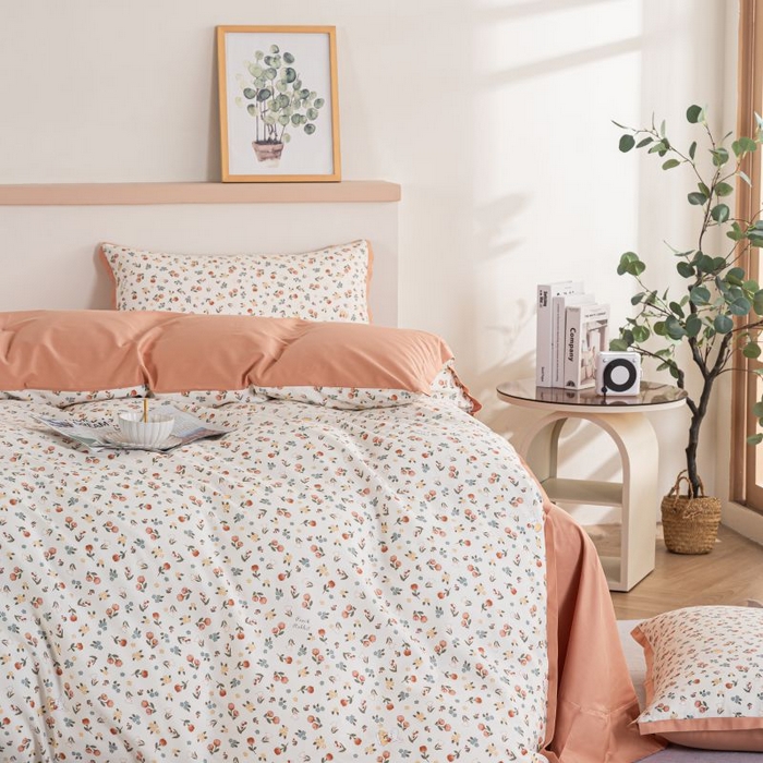 91家纺网 家纺一手货源 找家纺 优姿家纺 新款纯棉长绒棉小清新ins风印花四件套-系列二 花朝月夕