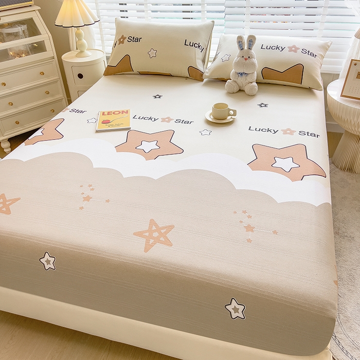 91家纺网 家纺一手货源 找家纺 芃成 2024新款老粗布床笠款 总1 灿烂星空-咖