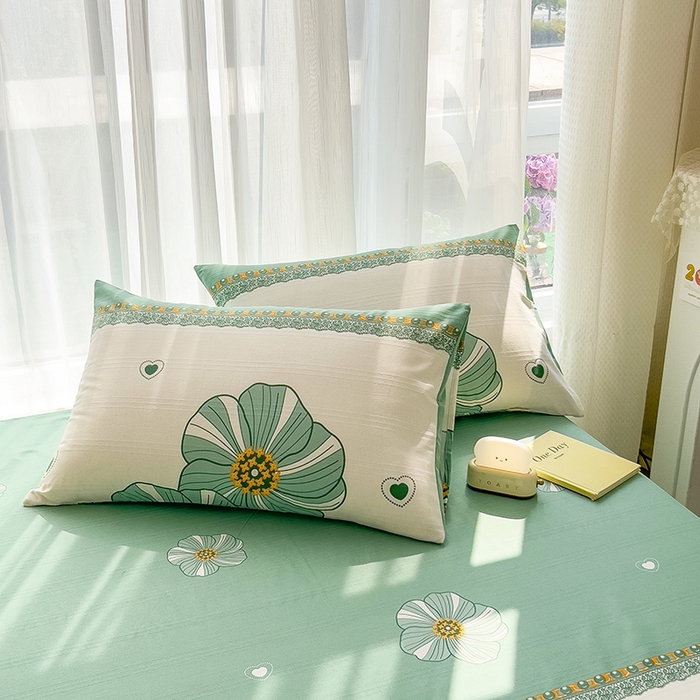 91家纺网 家纺一手货源 找家纺 芃成家纺 2024新款老粗布床单款 总2 清韵幽香-绿