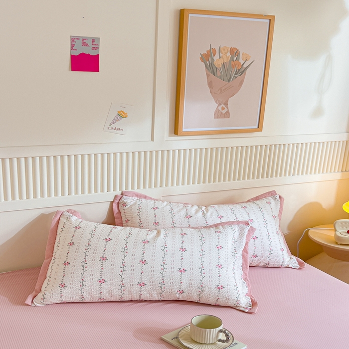 91家纺网 家纺一手货源 找家纺 2024新款泡泡棉小缺角工艺夏被四件套 沐歌