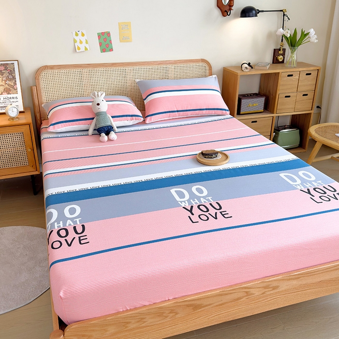 91家纺网 家纺一手货源 找家纺 芃成 2024新款老粗布床笠款 总1 爱丽丝 粉