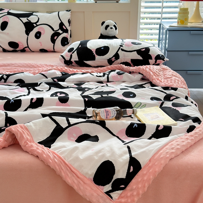 91家纺网 家纺一手货源 找家纺 花伞家居 2024新款全棉豆豆绒大豆夏被春秋被 夏被-软软潘达