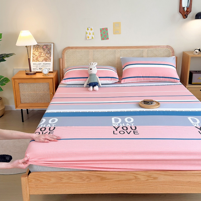 91家纺网 家纺一手货源 找家纺 芃成 2024新款老粗布床笠款 总1 爱丽丝 粉