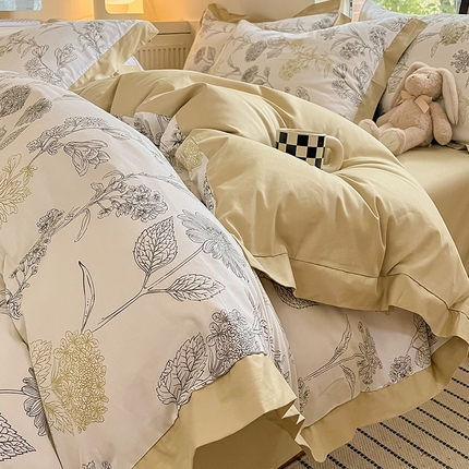 91家纺网 家纺一手货源 找家纺 （总）瑞莱 2025新款全棉印花宽边四件套