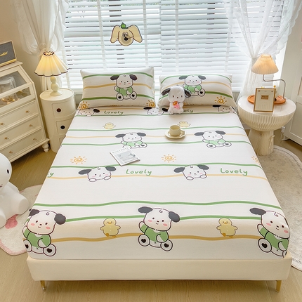 芃成 2024新款老粗布床笠款 总1 狗狗乐园-绿