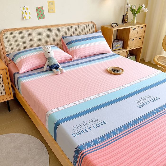 91家纺网 家纺一手货源 找家纺 芃成 2024新款老粗布床笠款 总2 怦然心动 桔