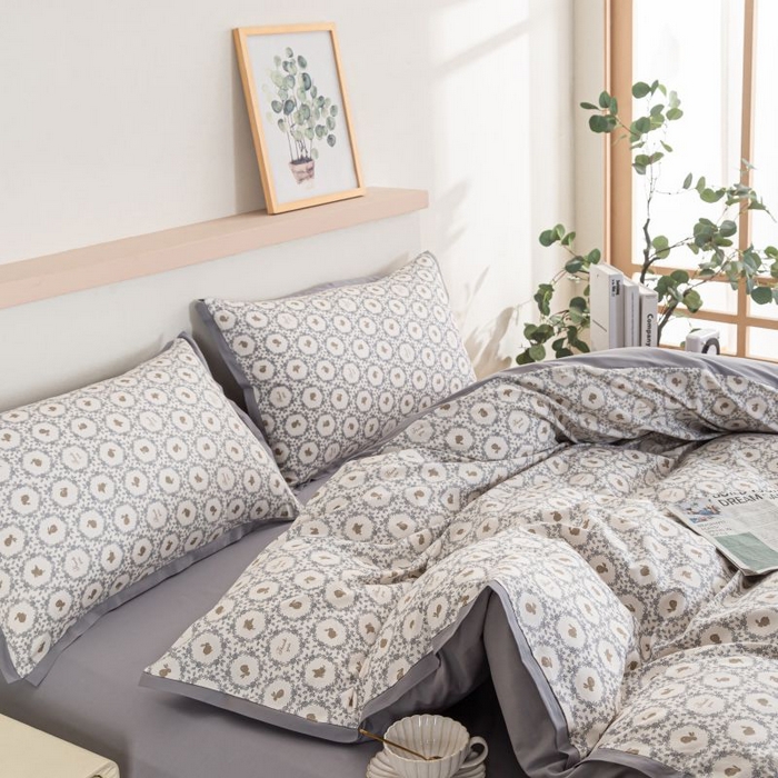 91家纺网 家纺一手货源 找家纺 优姿家纺 新款纯棉长绒棉小清新ins风印花四件套-系列二 莉娅