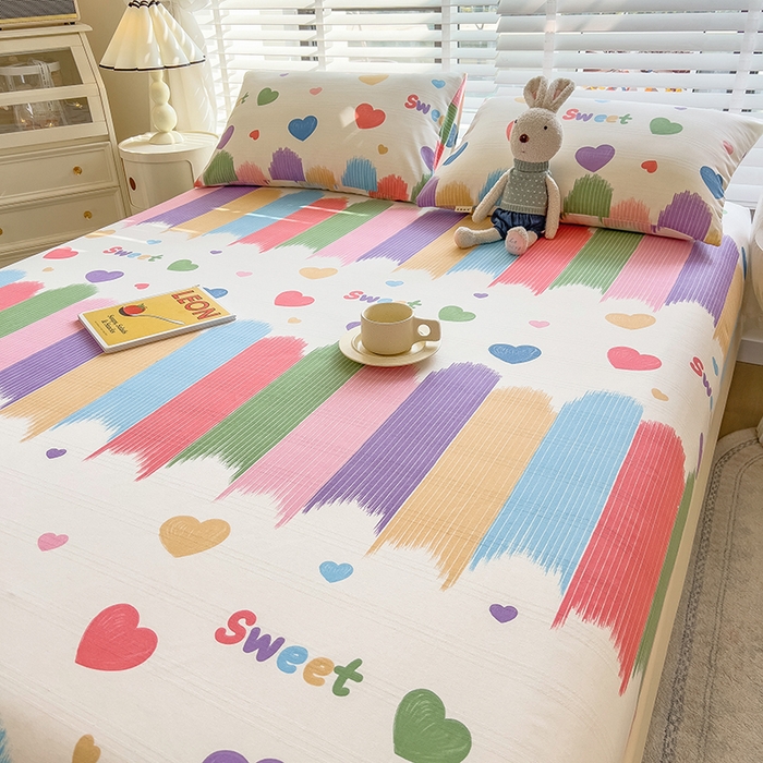 91家纺网 家纺一手货源 找家纺 芃成 2024新款老粗布床笠款 总1 快乐甜心